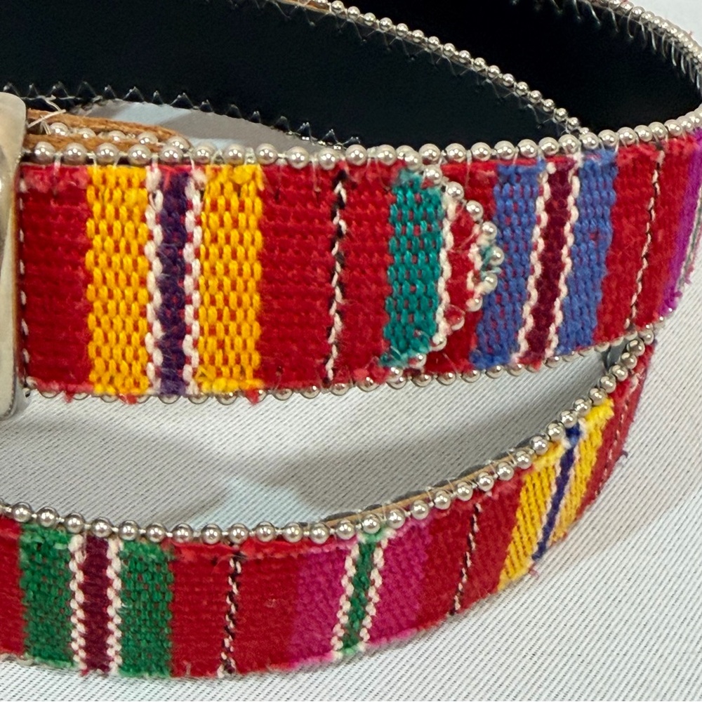 Vintage Western Belt L striped Elite Fresno California woven blanket look